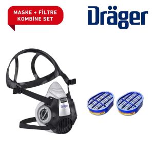Drager X-Plore 3300 Yarım Yüz Gaz Maskesi + Abek1 A1B1E1K1 Filtre Set
