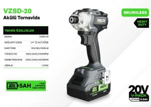 Voltz VZSD-20 Akülü Torklu Vidalama 2x5 Ah