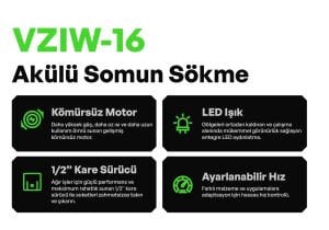 Voltz VZIW-16 Akülü Somun Sökme 16.8V-2x2 Ah