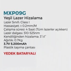 Max Extra MXP09G Lazer Hizalama Cihazı 3.7V 5200mAh Taşıma Çantalı