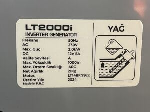 LUTIAN LT2000İ Benzinli Inverter Jeneratör