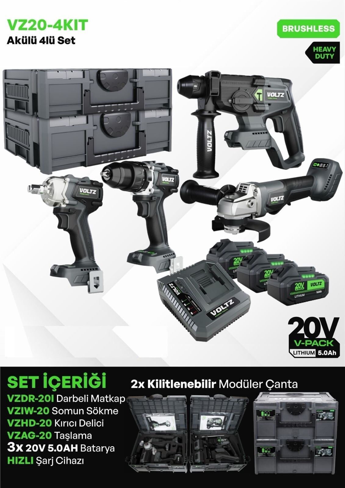 VOLTZ VZ20-4KIT AKÜLÜ DÖRTLÜ SET 5 AH