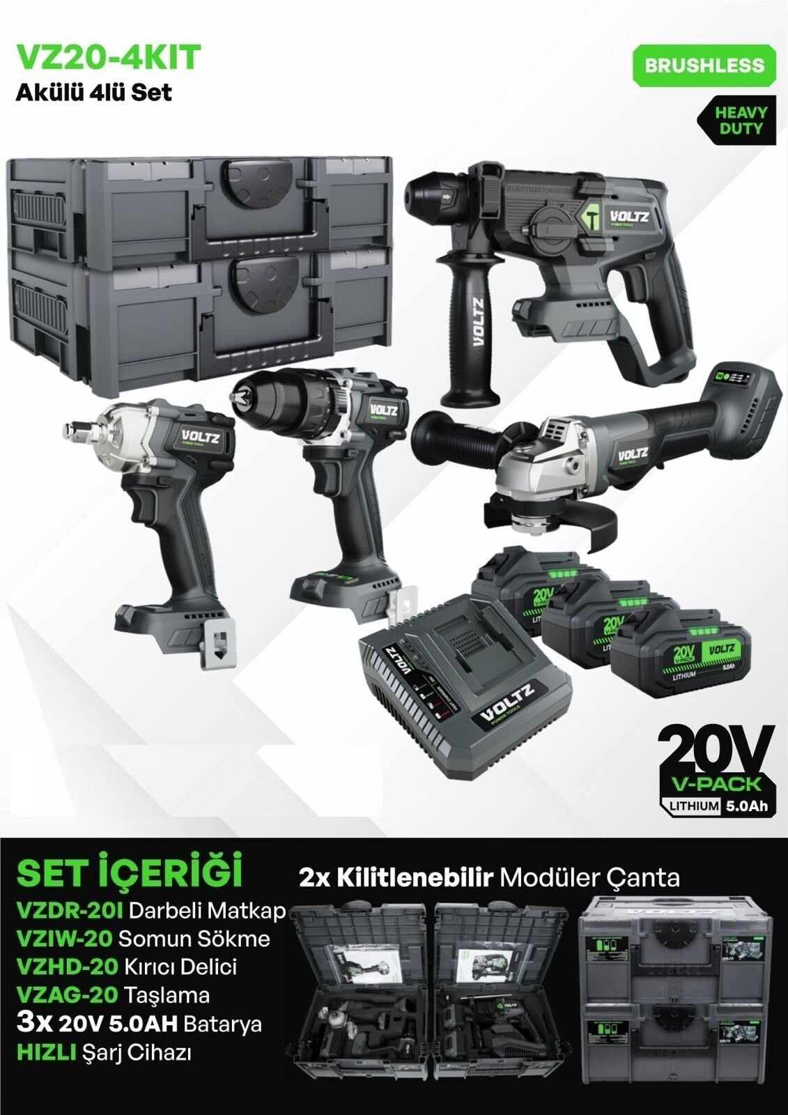 VOLTZ VZ20-4KIT AKÜLÜ DÖRTLÜ SET 5 AH