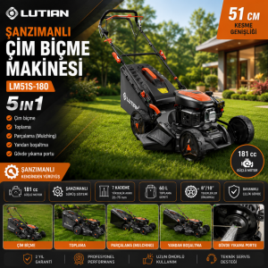 Lutian LM51S-180 51 CM 5in1 Şanzımanlı Benzinli Çim Biçme Makinesi