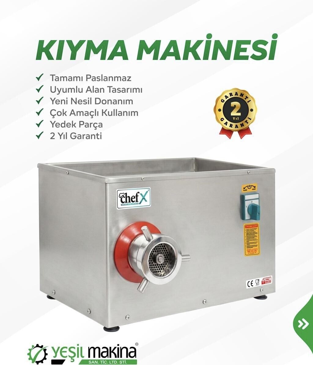 ChefX ByYeşil Makina Profesyonel Et Kıyma Makinesi 12 No 0,5 Hp