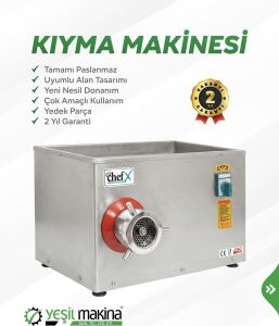 ChefX ByYeşil Makina Profesyonel Et Kıyma Makinesi 12 No 0,5 Hp
