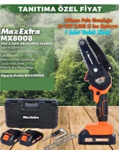 Max Extra MX8008 Akülü Mini Testere 20 v. 2.0 ah