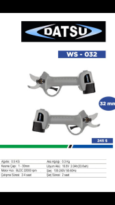 Datsu WS-032 Akülü Budama Makası 32 mm. 16.8v-2.6a