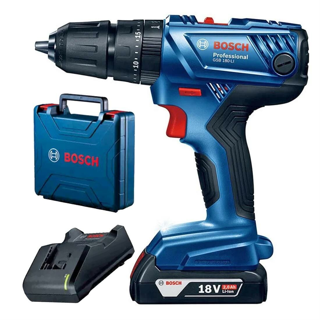 Bosch Professional GSB 180 Li 18V 2Ah Tek Akülü Darbeli Matkap - 06019F8309