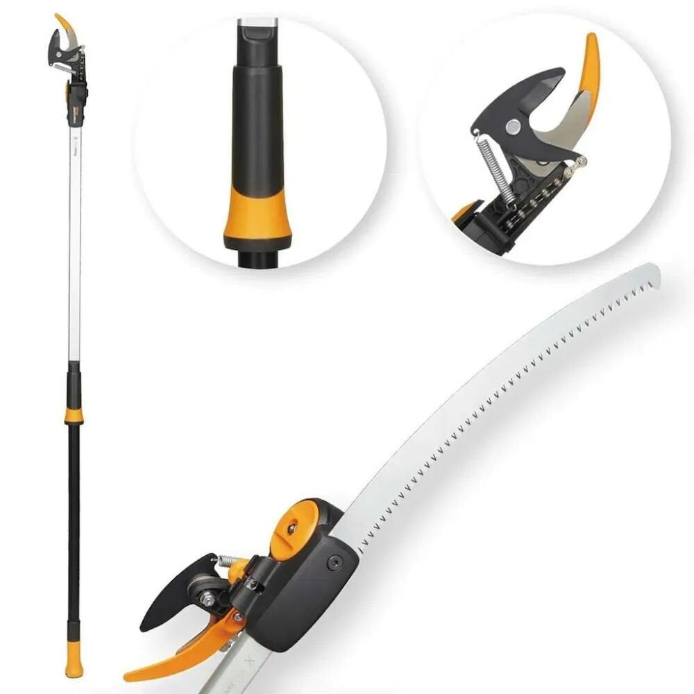 Fiskars UPX86 PowerGearX Teleskopik Yüksek Dal Budama Makası + Testere